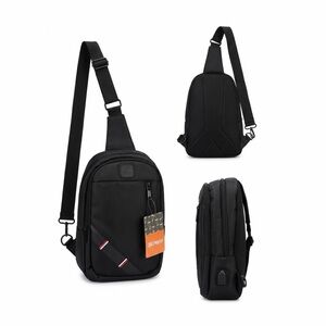 Express Black Men’s Crossbody Sling Bag with Webbing Accent